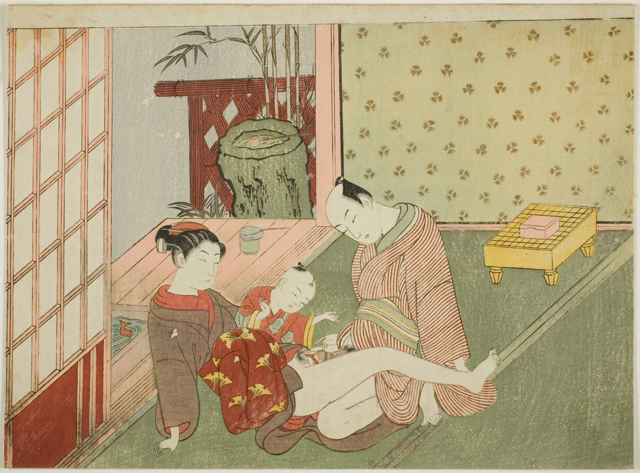 Adsız bir dizi erotik baskıdan Genç Görevliye Bakan Aşıklar by Suzuki Harunobu