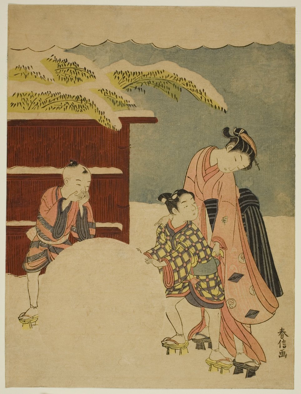 Dev Bir Kartopu Yapmak by Suzuki Harunobu