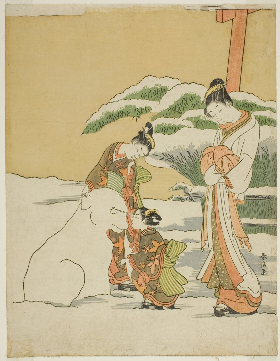 Kar Köpeği Yapmak by Suzuki Harunobu