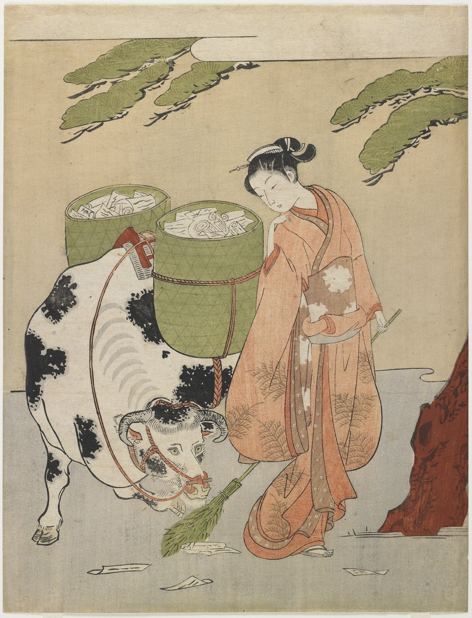 Bir Öküz Çobanının Mitatı, c. 1767 by Suzuki Harunobu