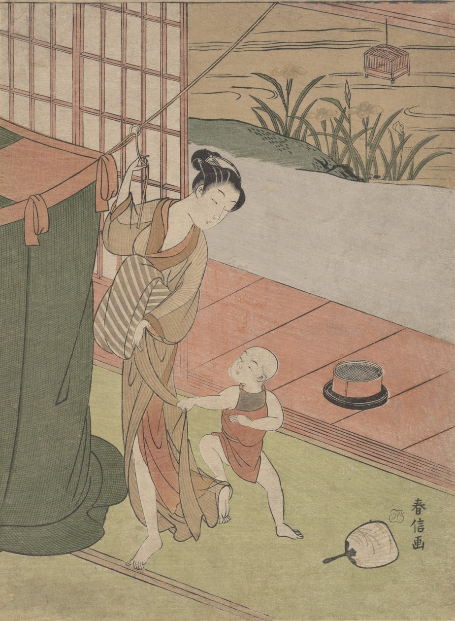 Bir Sivrisinek Ağı tarafından Anne ve Oğul, yakl. 1769., yaklaşık 1769. by Suzuki Harunobu