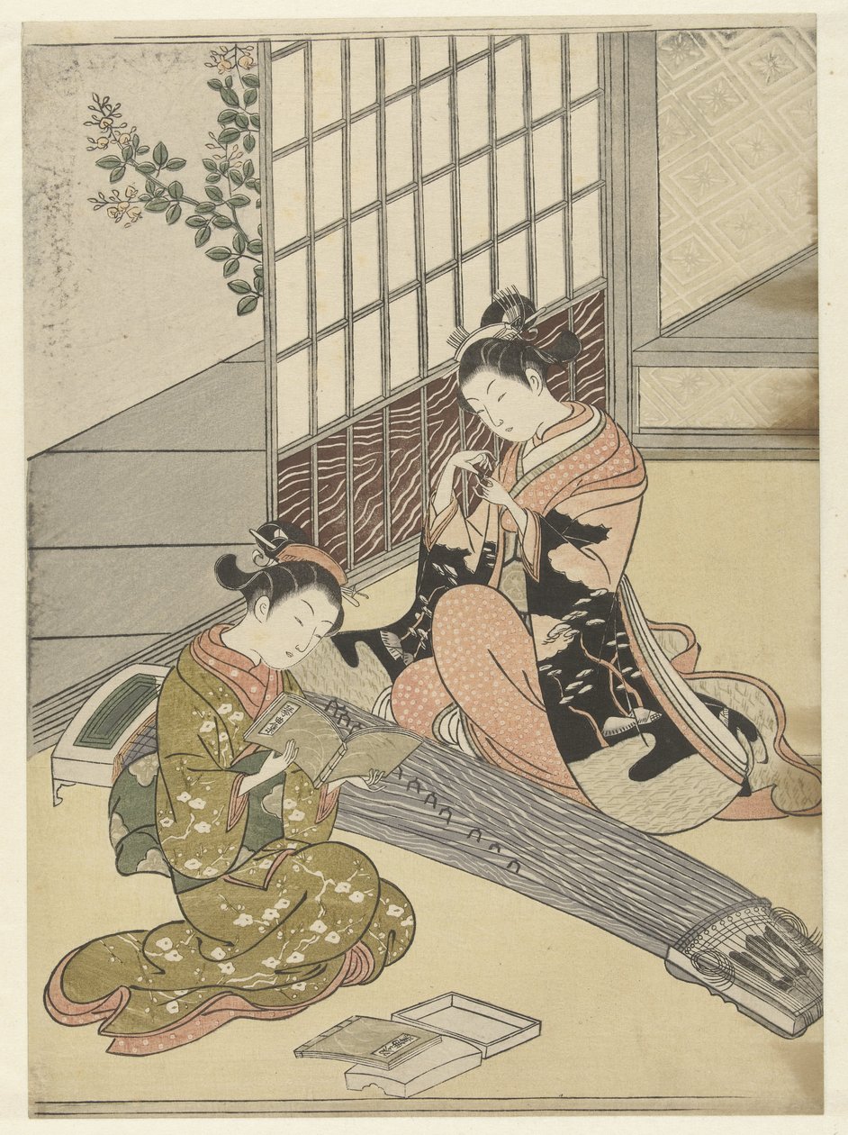 Koto köprülerinde tüneyen kazlar Sekiz salon yüzü (dizi adı) Zashiki hakkei (dizi adı) by Suzuki Harunobu