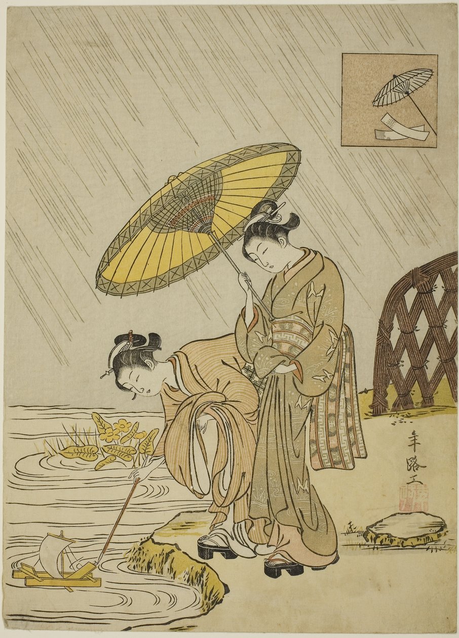 Ono no Komachi Yağmur için dua ediyor by Suzuki Harunobu