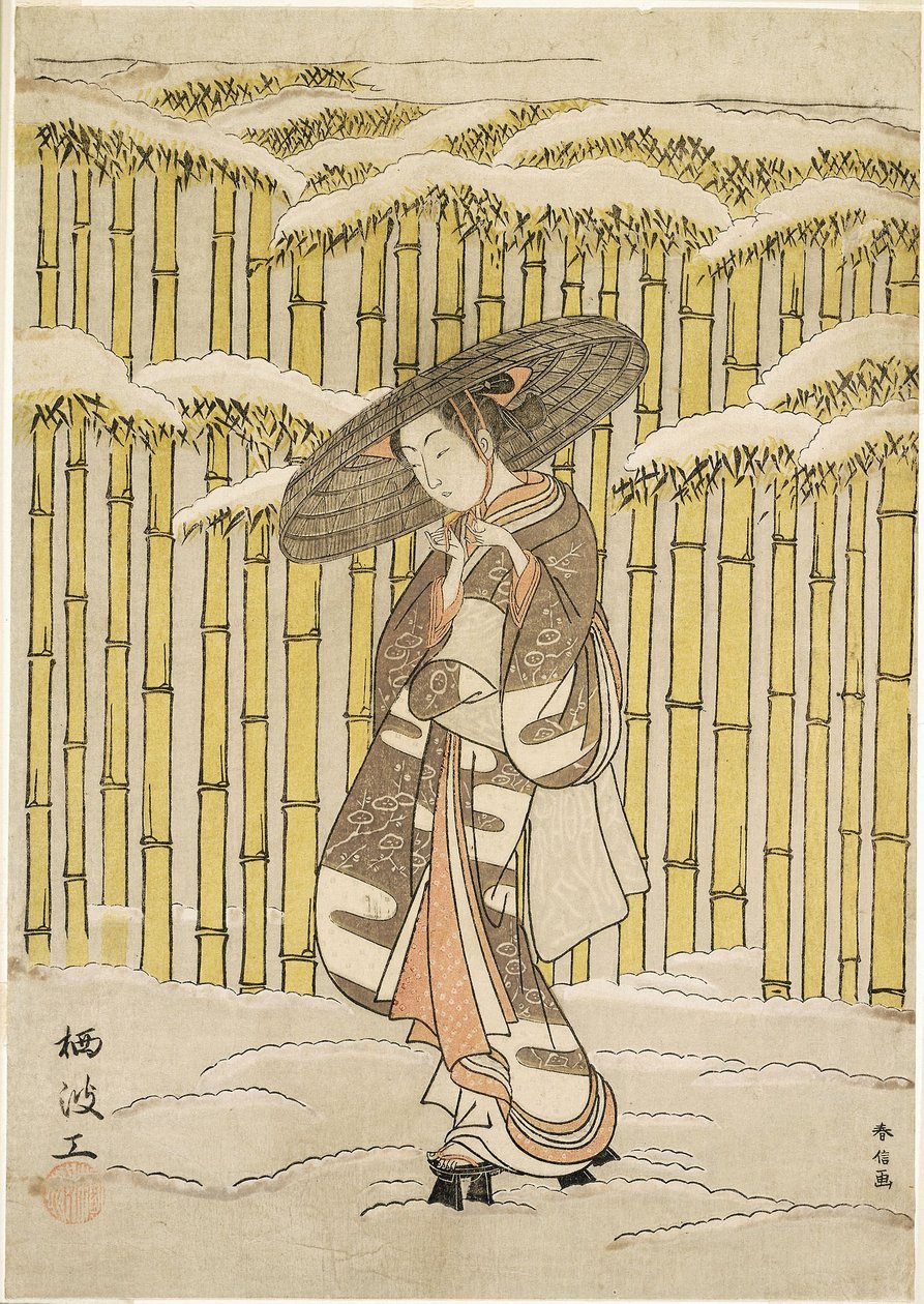 Bambu Korusunu Geçmek by Suzuki Harunobu