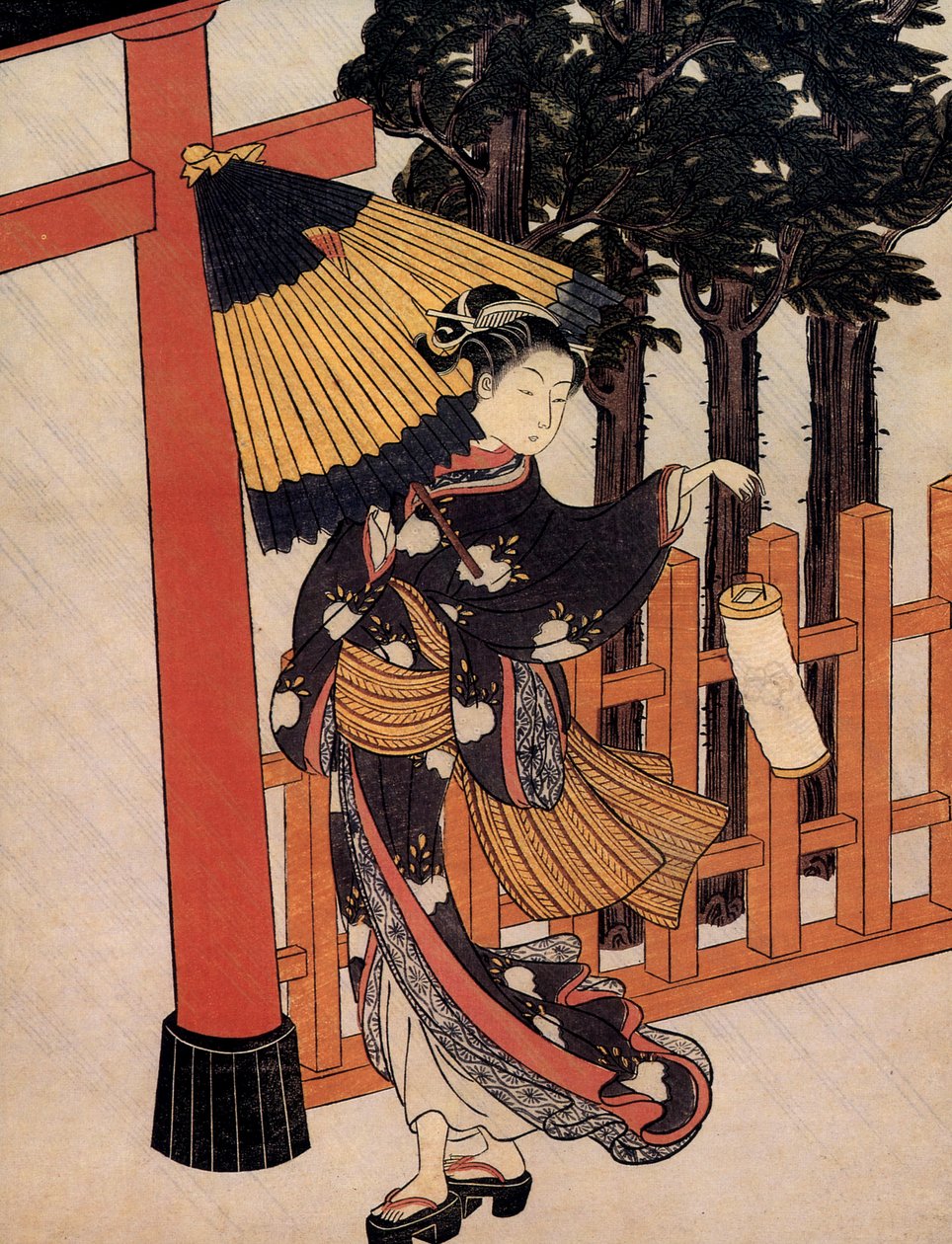 Yağmurlu bir gecede yapılan hac, Japon damgası Suzuki Harunobu (c.1724 1770) by Suzuki Harunobu