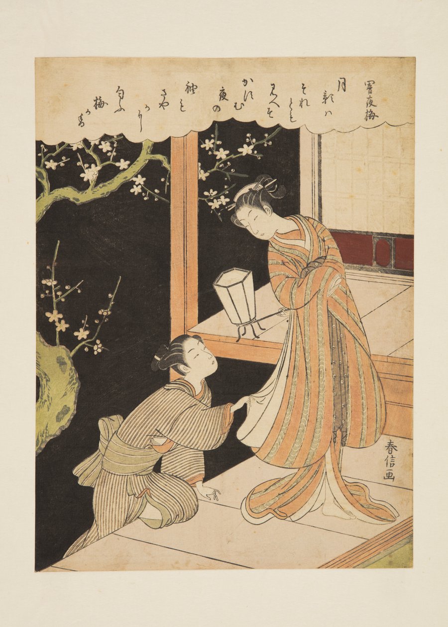 Karanlık Bir Gecede Erik Çiçekleri (Yamiyo no ume) (renkli tahta baskı) by Suzuki Harunobu