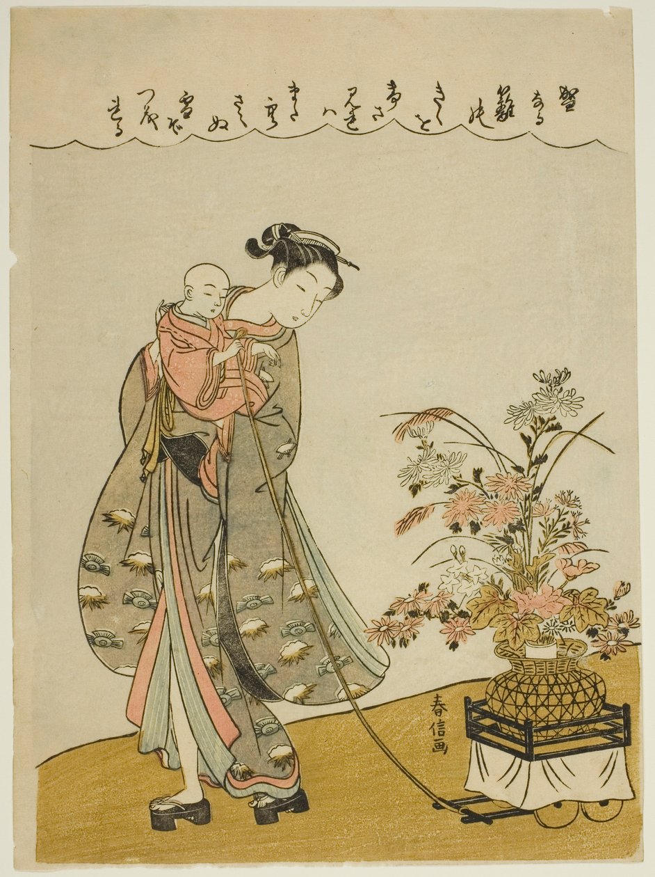 Çiçek Arabası Çekmek by Suzuki Harunobu