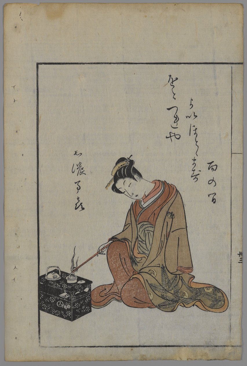 Oturan Güzel, Edo Dönemi (tahta blok renkli baskı) by Suzuki Harunobu