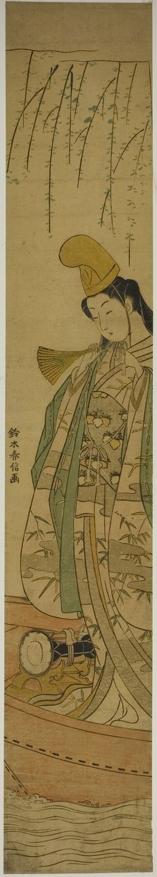 White Boshi Danse r S End Jin g Üye Asazuma Boa t by Suzuki Harunobu