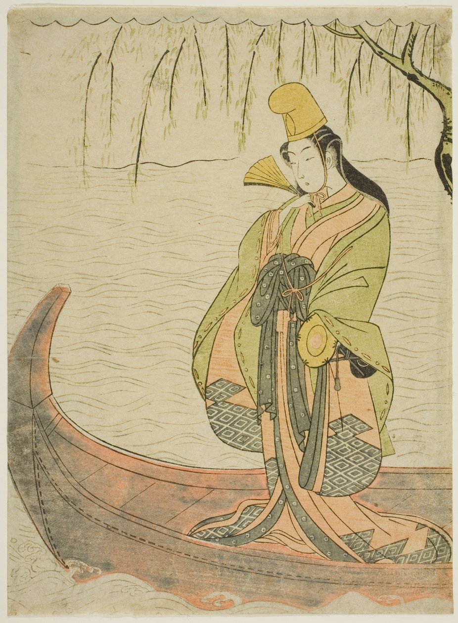 White Boshi Danse r s son jin g üyesi Asazuma Boa t by Suzuki Harunobu