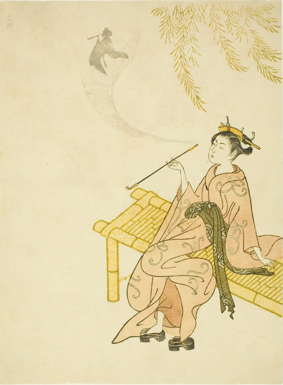 Bankta Sigara İçmek by Suzuki Harunobu