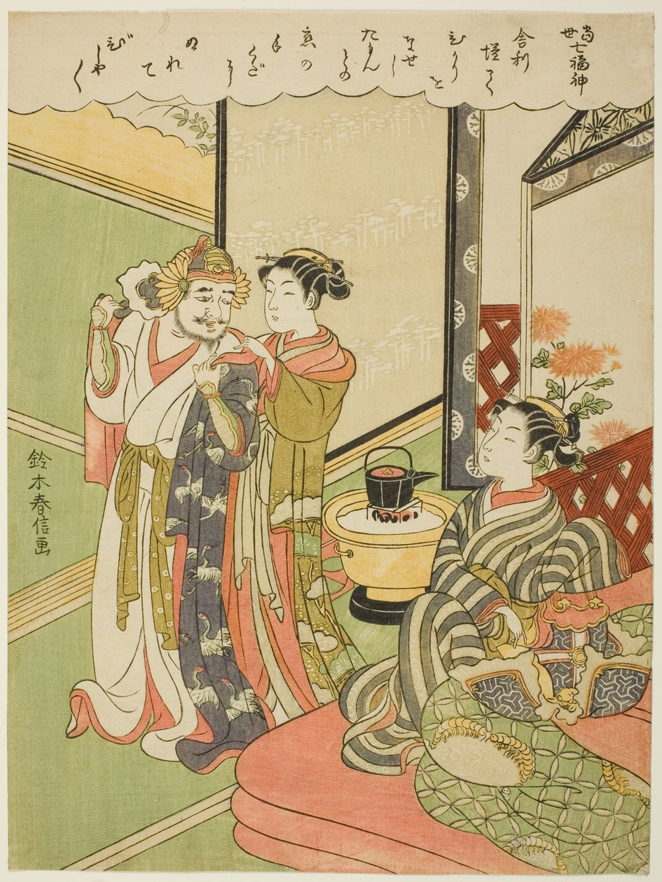 Tamonten, "Modern Hayatta İyi Şansın Yedi Tanrısı (Tosei Shichi Fukujin)" dizisinden by Suzuki Harunobu