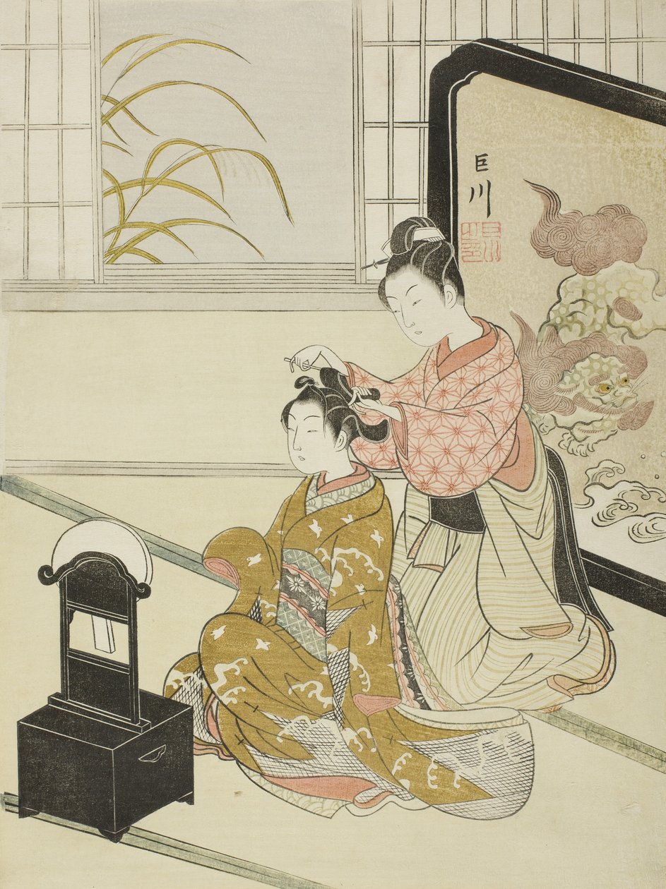 Aynadaki Sonbahar Ayı by Suzuki Harunobu