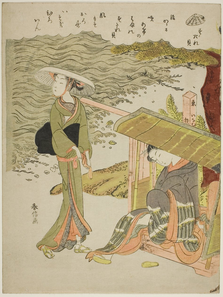 Bambu Kör Kabuk (Sudaregai), isimsiz bir dizi kabuktan by Suzuki Harunobu