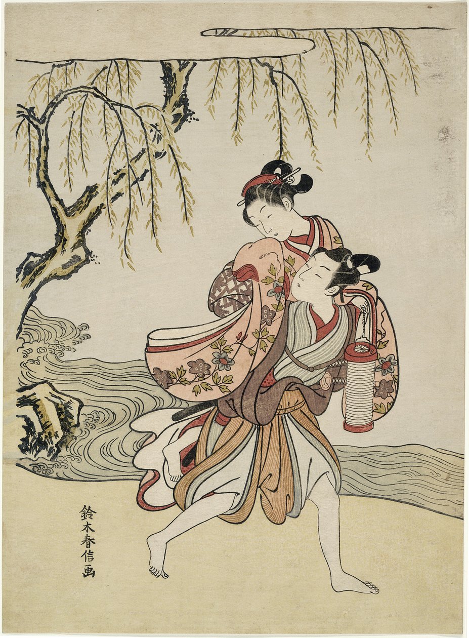 The Elopement ("Tales of Ise"den Akutagawa bölümünün parodisi) by Suzuki Harunobu