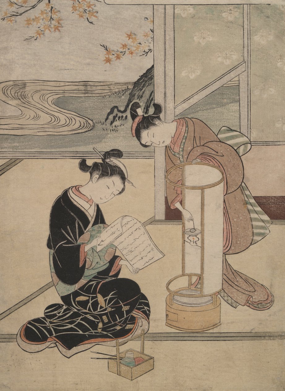 Lambanın Akşam Parıltısı: Sekiz Salon Manzarası by Suzuki Harunobu
