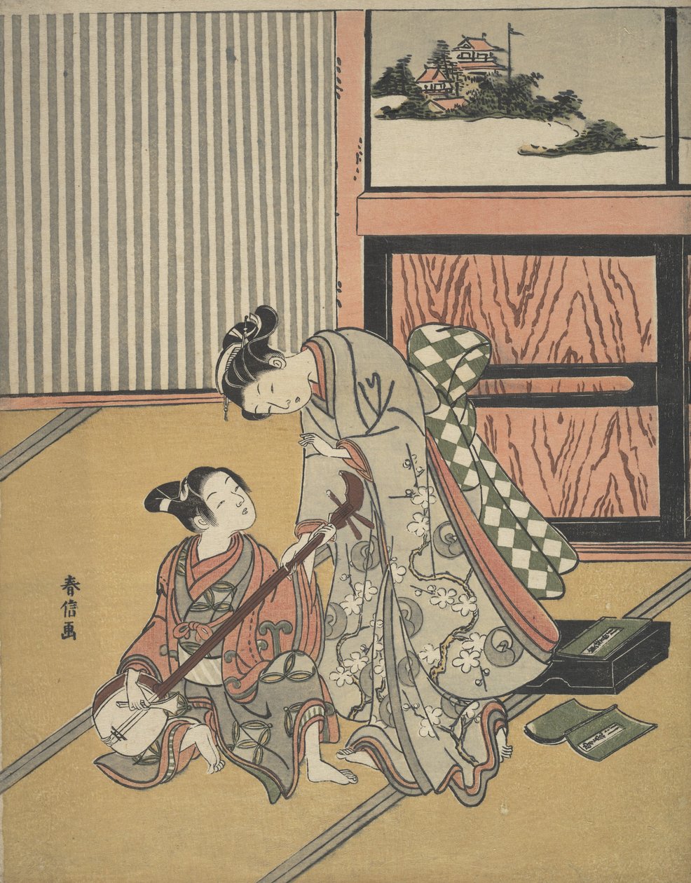 Müzik Dersi. by Suzuki Harunobu
