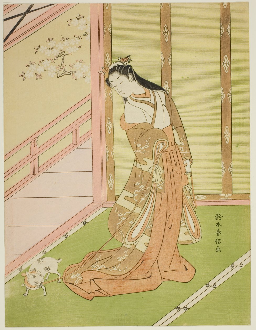 Üçüncü Prenses ve Evcil Kedisi by Suzuki Harunobu
