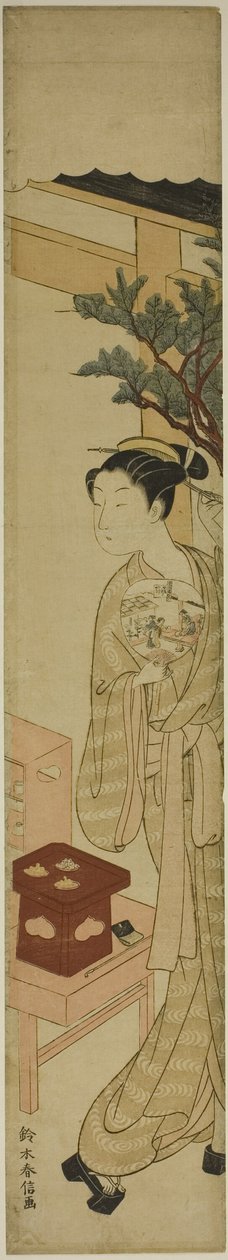 Kagiya Çayevinin Elinde Yelpazeli Garson Osen by Suzuki Harunobu