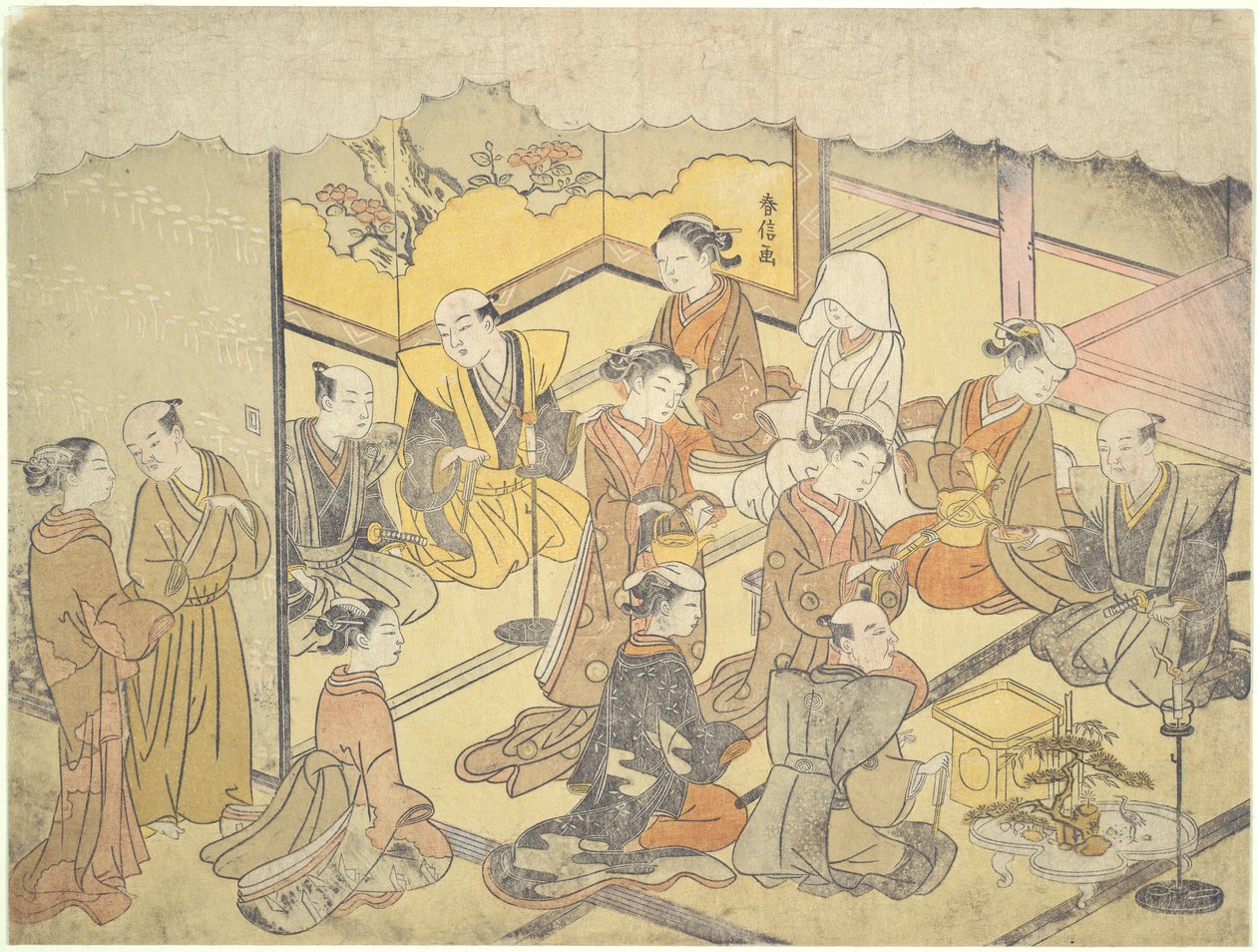 Düğün Sake Kupası : Evlilik Törenleri by Suzuki Harunobu