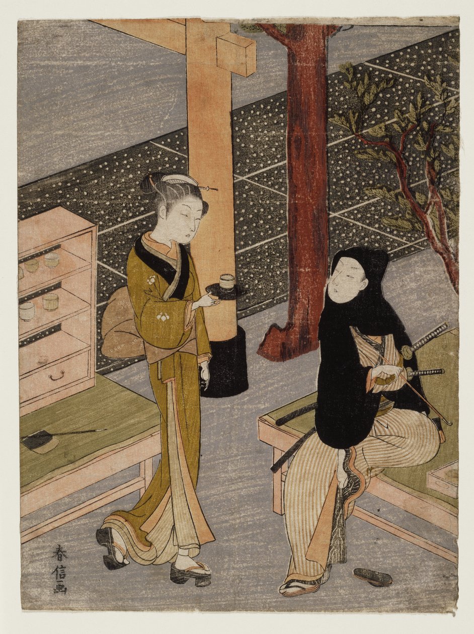 Sanatçı ve O-sen, ca. 1769 (tahta baskı) by Suzuki Harunobu