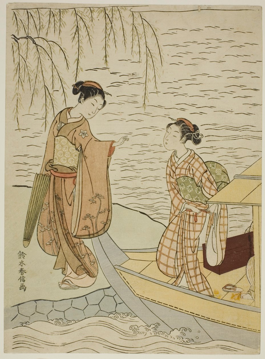 Tekneden Ayrılan İki Kız by Suzuki Harunobu