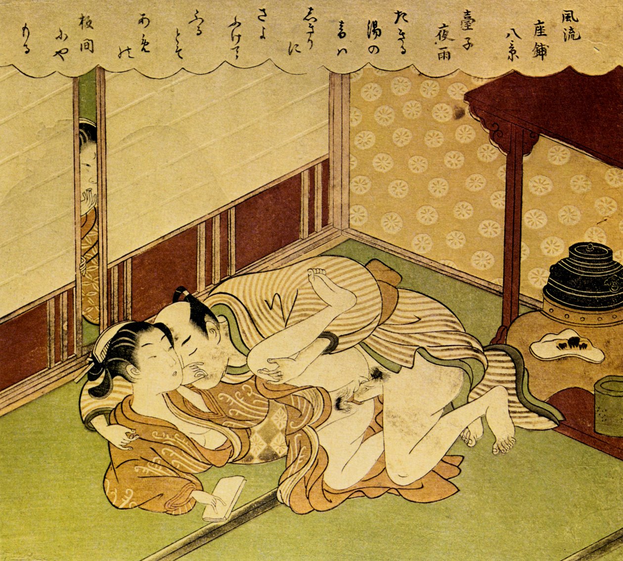 Two Lovers Shunga - erotik tahta baskı, c. 1750 by Suzuki Harunobu