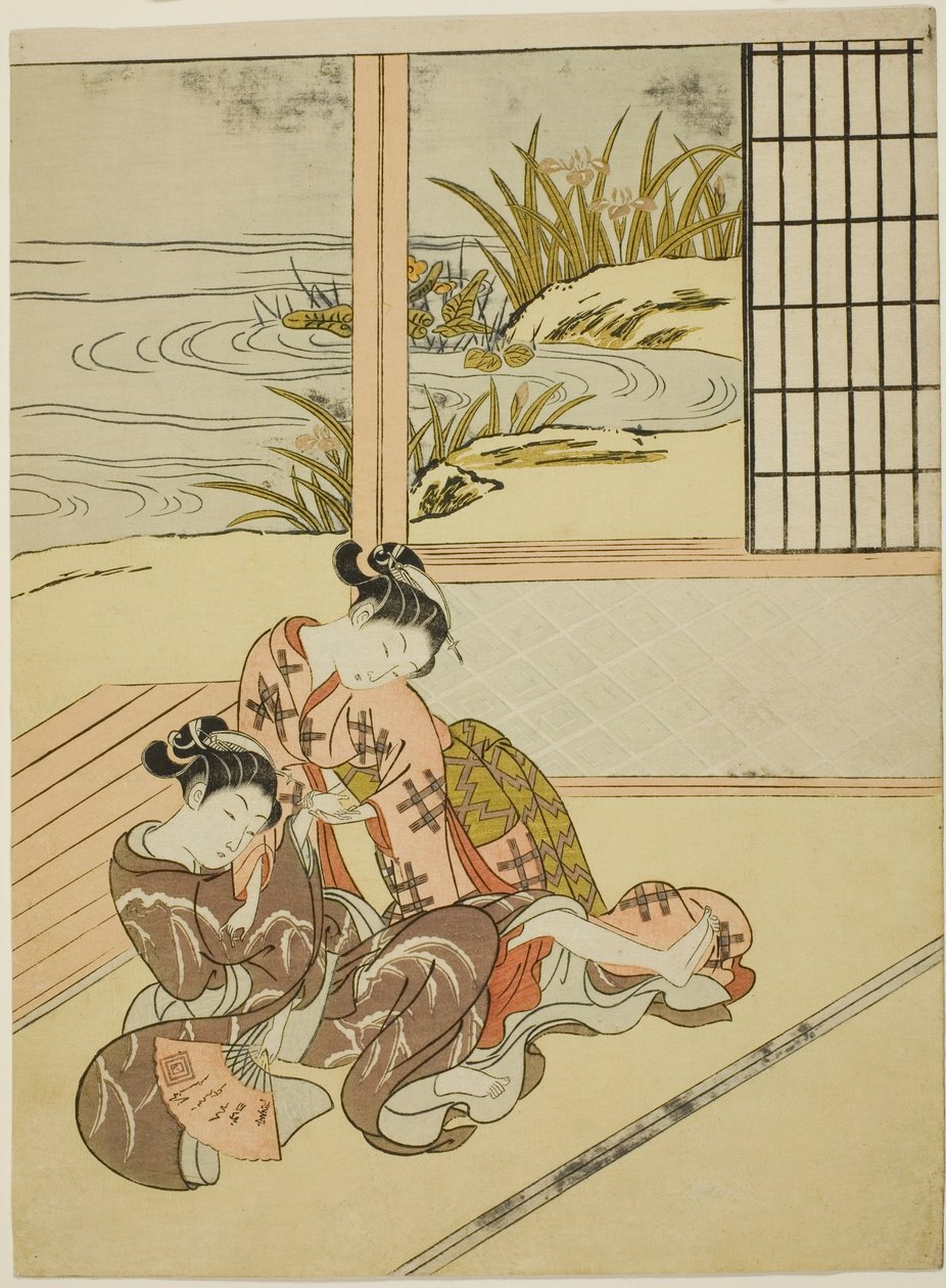 Bir Taraftar İçin Mücadele Eden İki Kadın by Suzuki Harunobu