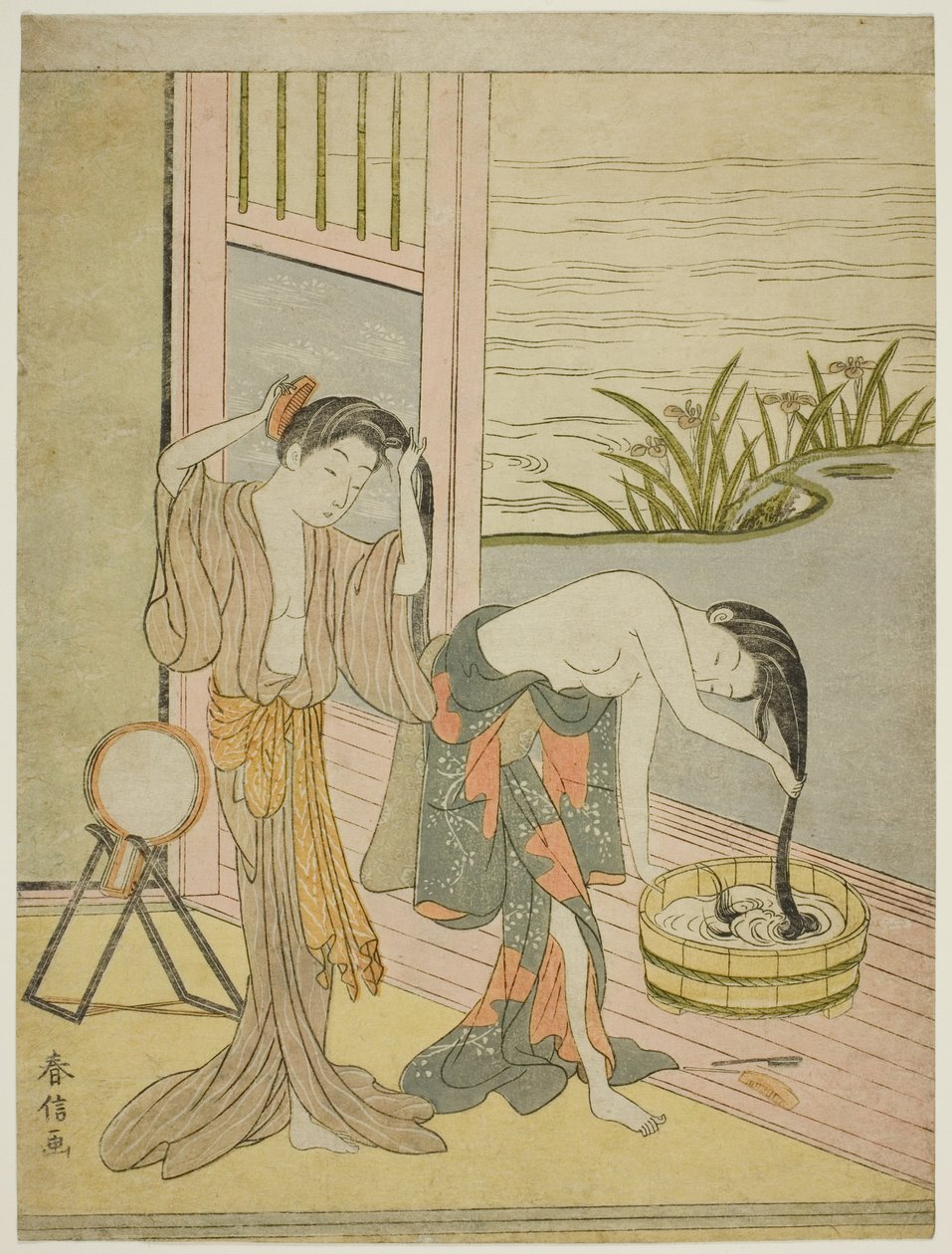 Saçlarını Yıkanan İki Kadın by Suzuki Harunobu