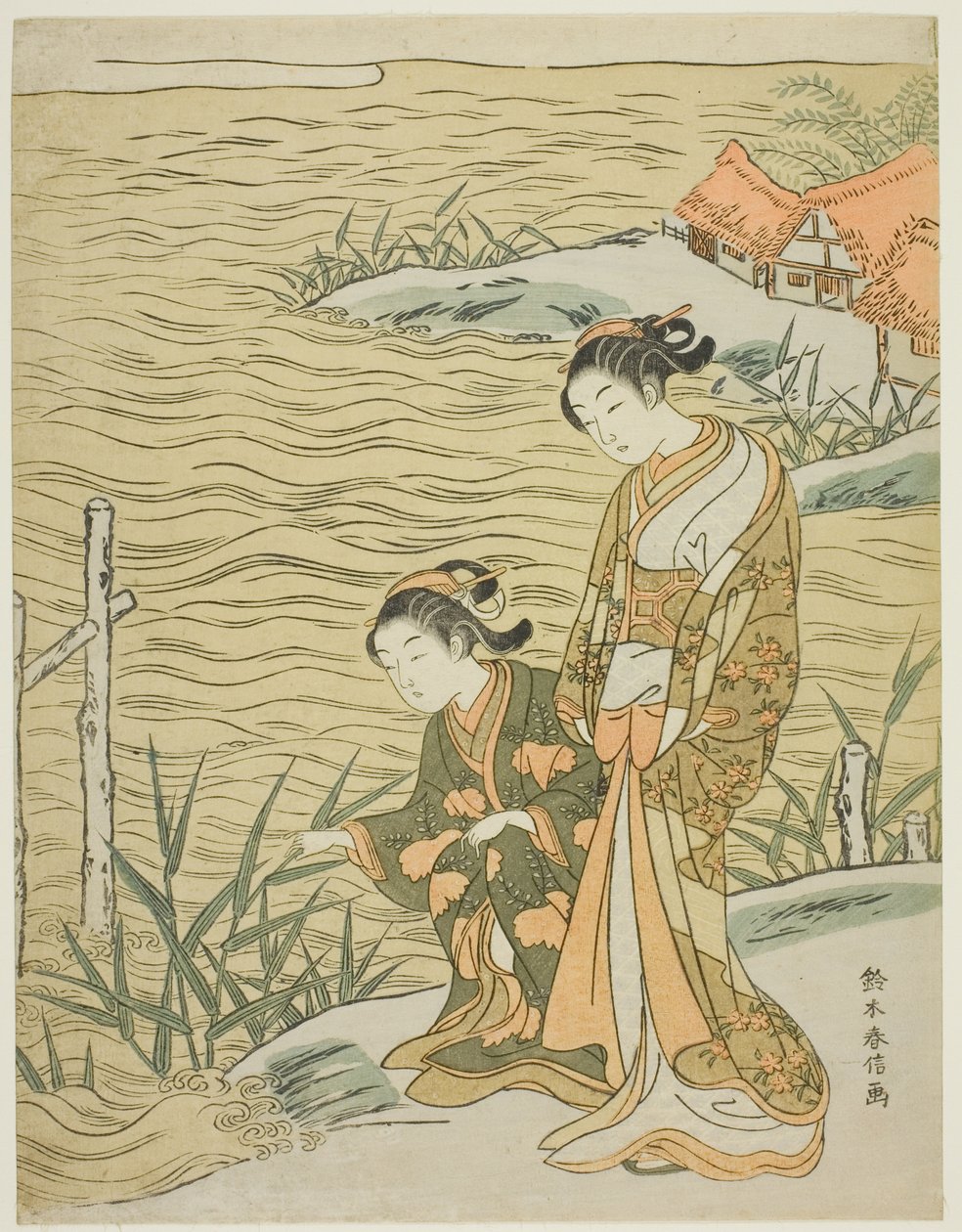 Su Kenarında İki Kadın by Suzuki Harunobu