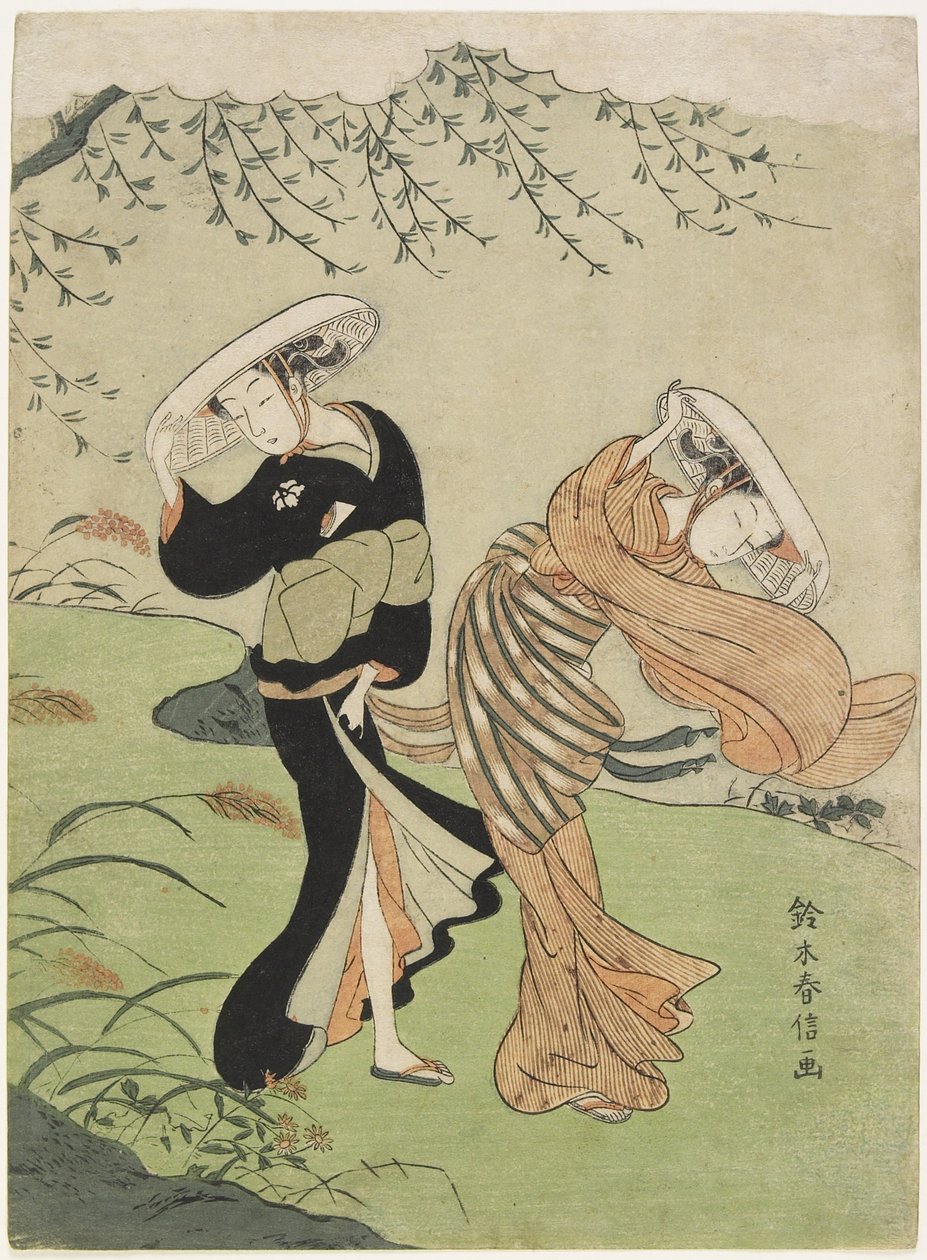 Şiddetli Rüzgarda İki Kadın, c. 1767 by Suzuki Harunobu