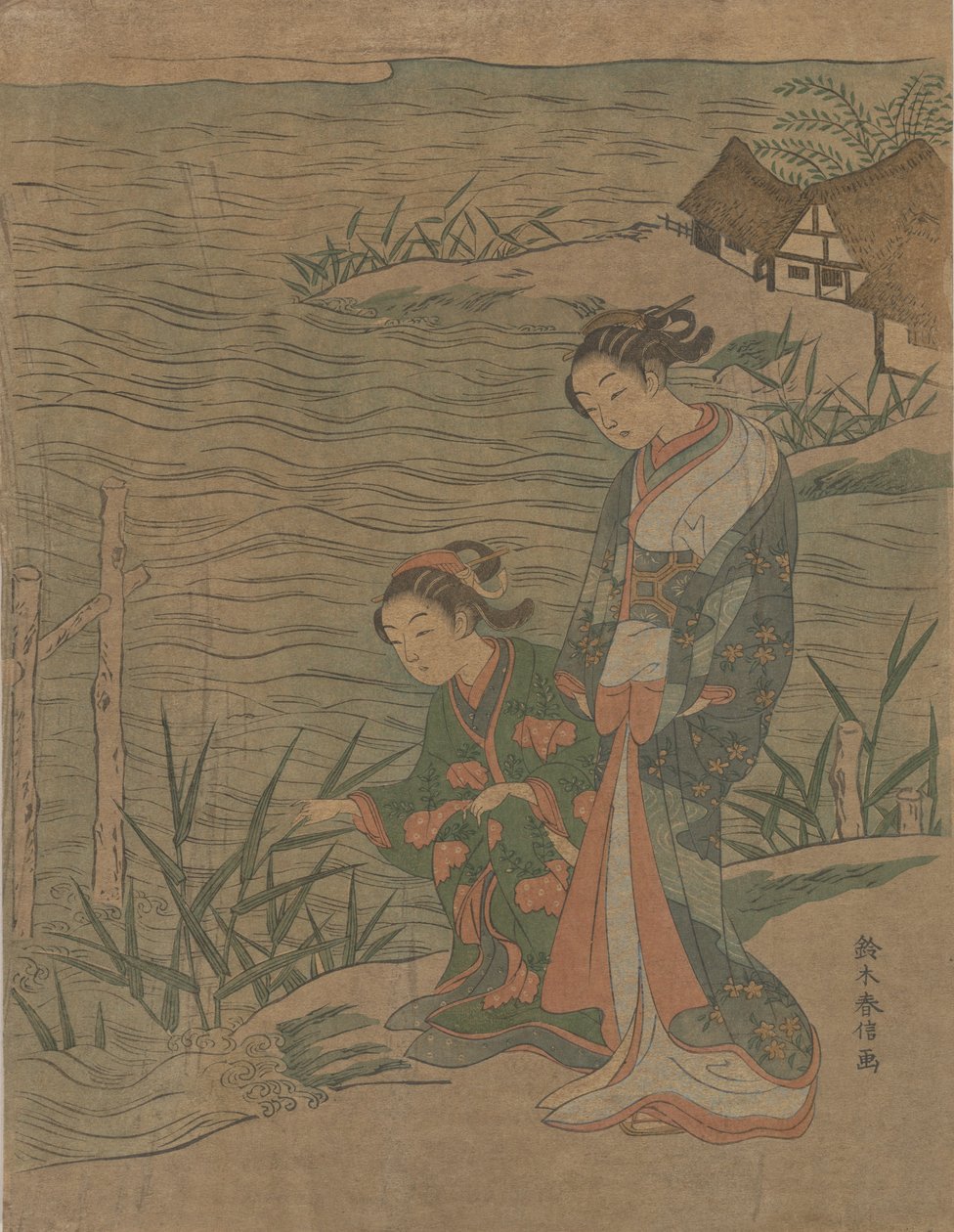 Kıyıda İki Genç Hanım, yaklaşık. 1768., yaklaşık 1768. by Suzuki Harunobu