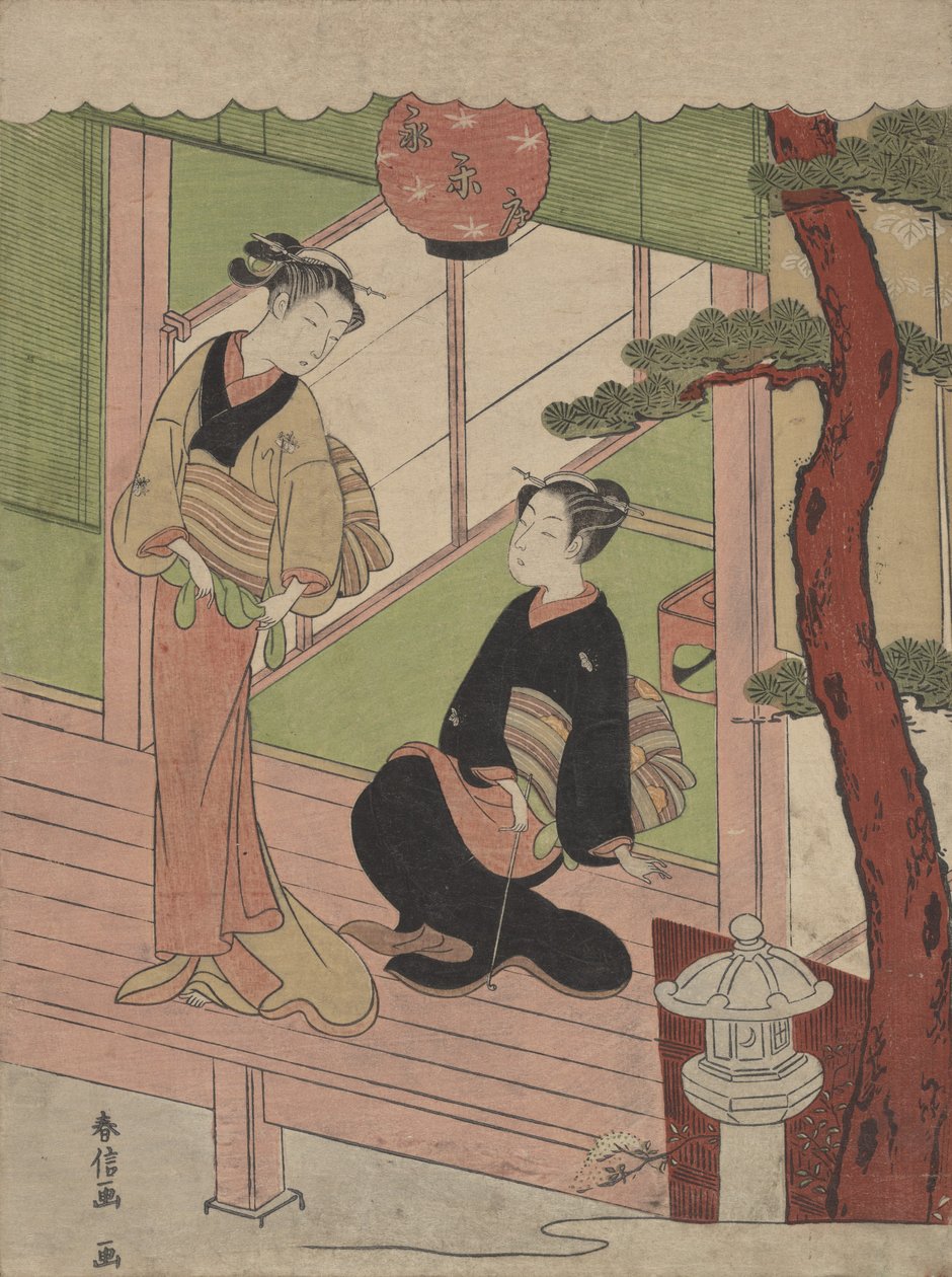 Bir Verandada İki Genç Kadın, yaklaşık 1766-70., yaklaşık 1766-70. by Suzuki Harunobu