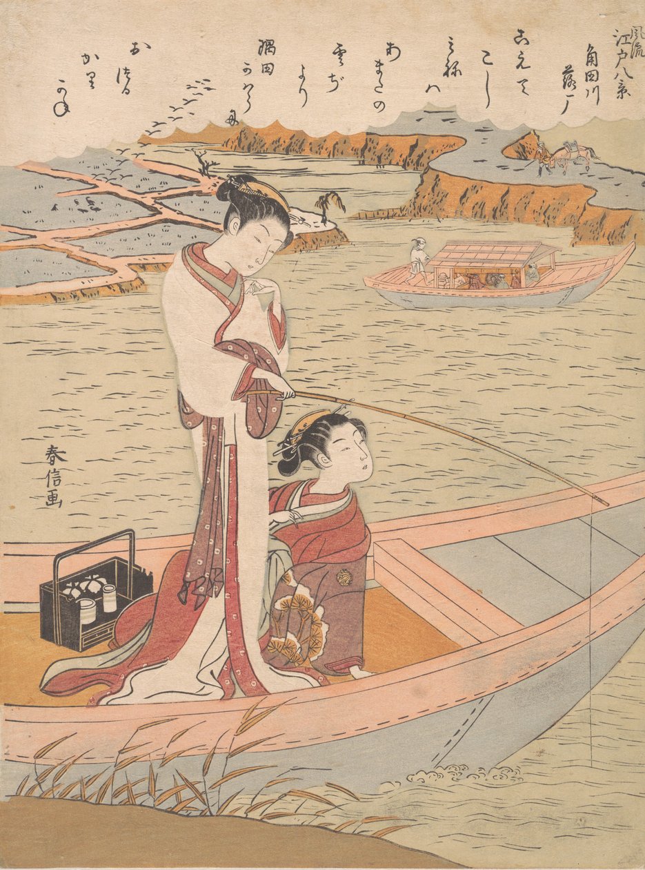 Sumida Nehrinde Uçan Yaban Kazları, yaklaşık. 1769., yaklaşık 1769. by Suzuki Harunobu