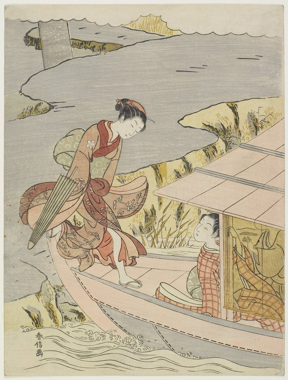 Tekneye Binen Kadın, c. 1767 by Suzuki Harunobu