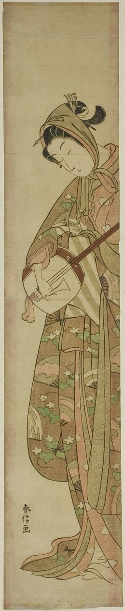 Shamisen oynayan kadın by Suzuki Harunobu