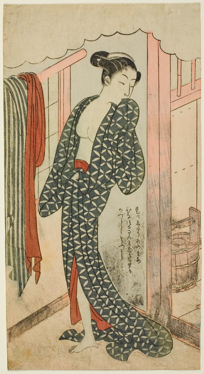 Kadın bir hamamda by Suzuki Harunobu