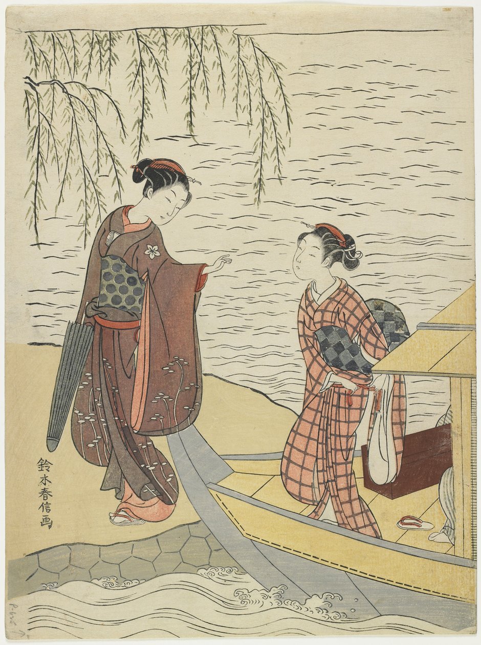 Tekneden İnen Kadınlar, c. 1767 by Suzuki Harunobu