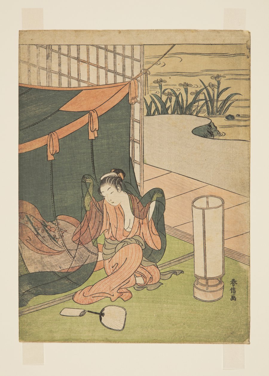 Cibinlikten Çıkan Genç Kadın (renkli tahta baskı) by Suzuki Harunobu