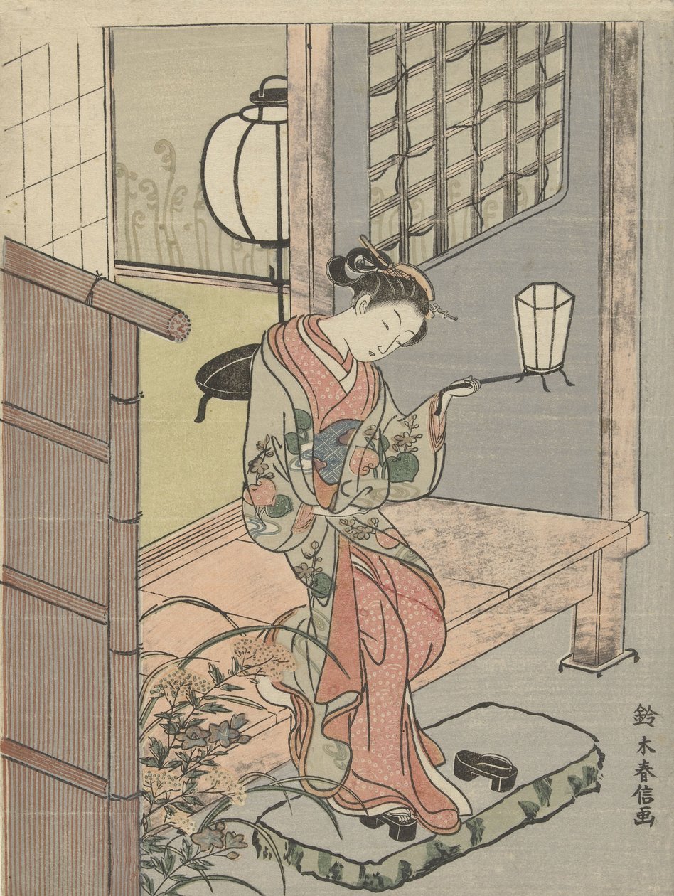 Fenerli Genç Kadın, 1765-70 (renkli gravür) by Suzuki Harunobu