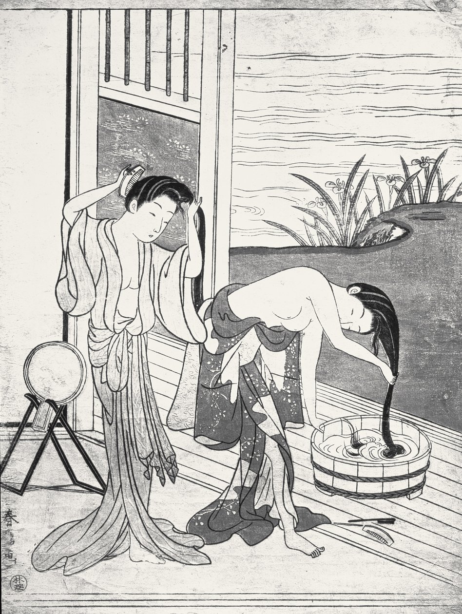 Genç Kadınlar Tuvaletlerinde by Suzuki Harunobu