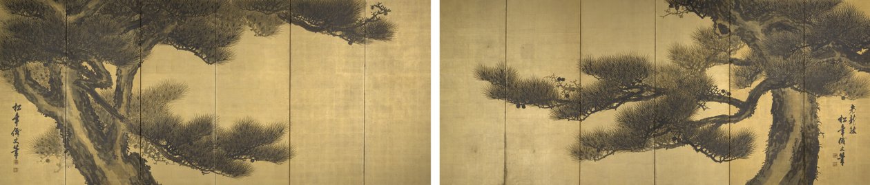 Yaşlı Ejderhalar (kağıt üzeri altın varak üzerine mürekkep ve açık renk) by Suzuki Shōnen