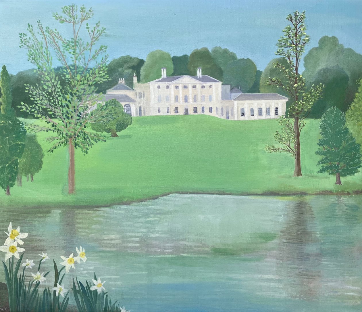 Gölden Kenwood Evi, 2025 (keten üzerine yağlıboya) by Suzy Fasht