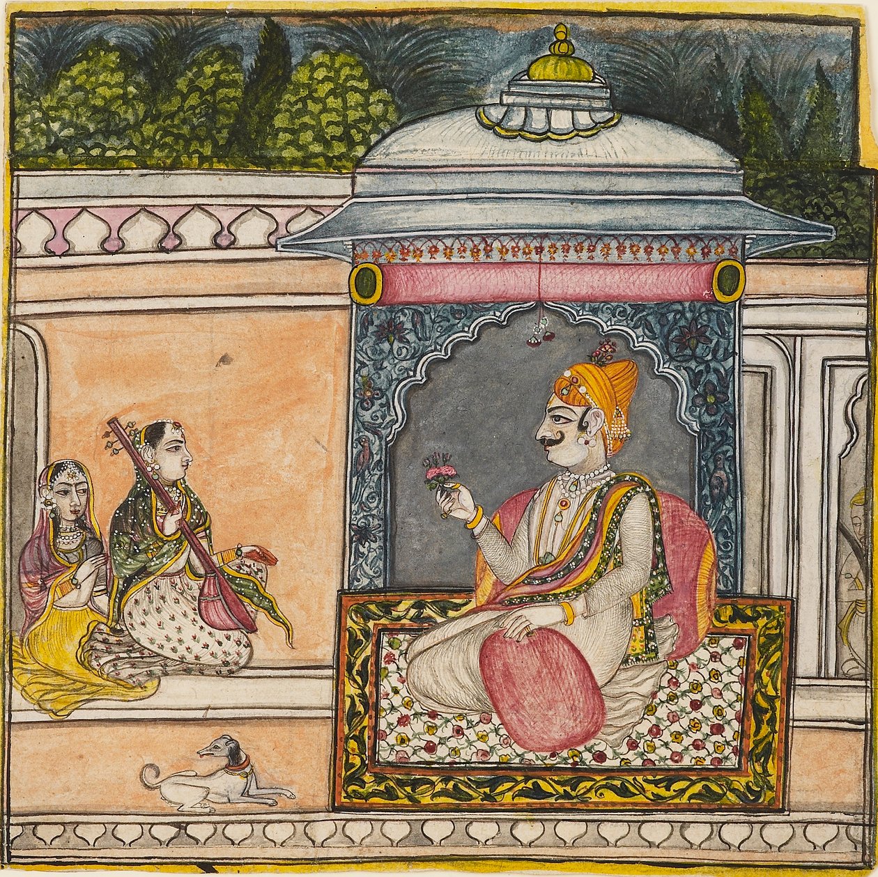 Terasta müzik dinleyen bir Raja, c1800 by Svarup Ram
