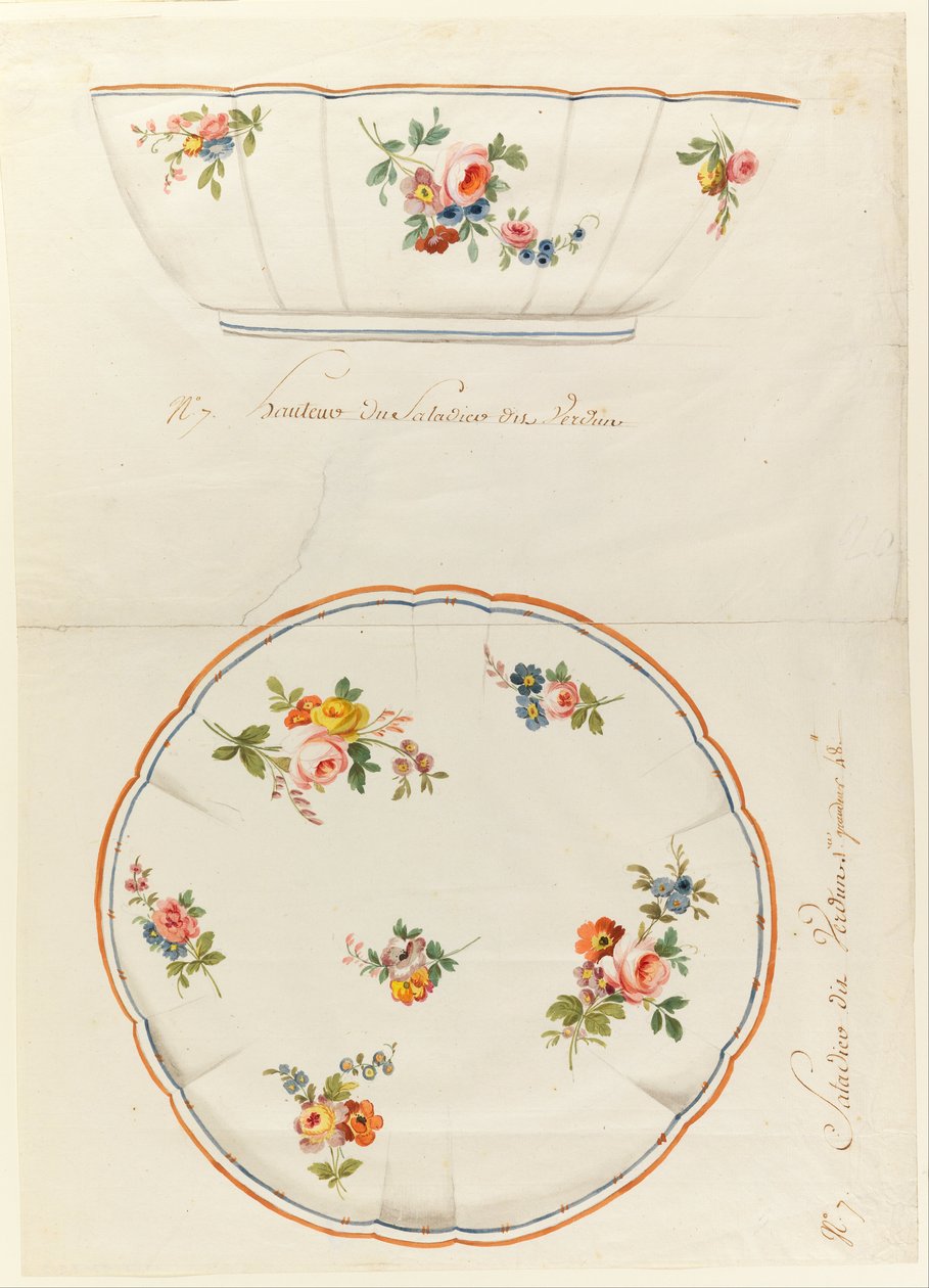 Sevr Porselen Fabrikası için Boyalı Porselen Taraklı Salata Kasesi Tasarımı by Sèvres Porcelain Manufactory