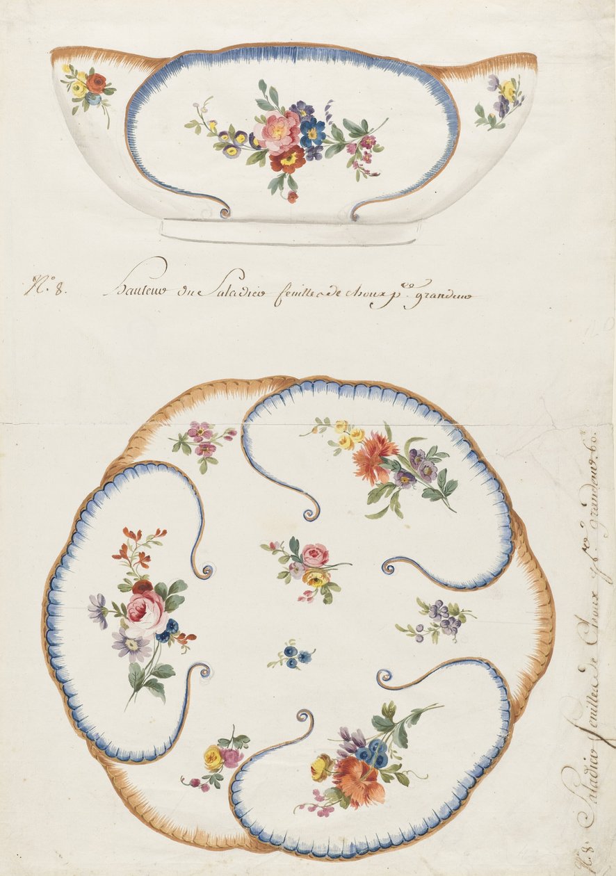 Sevr Porselen Fabrikası İçin Boyalı Porselen- Lahana Yaprağı Salata Kasesi Tasarımı by Sèvres Porcelain Manufactory
