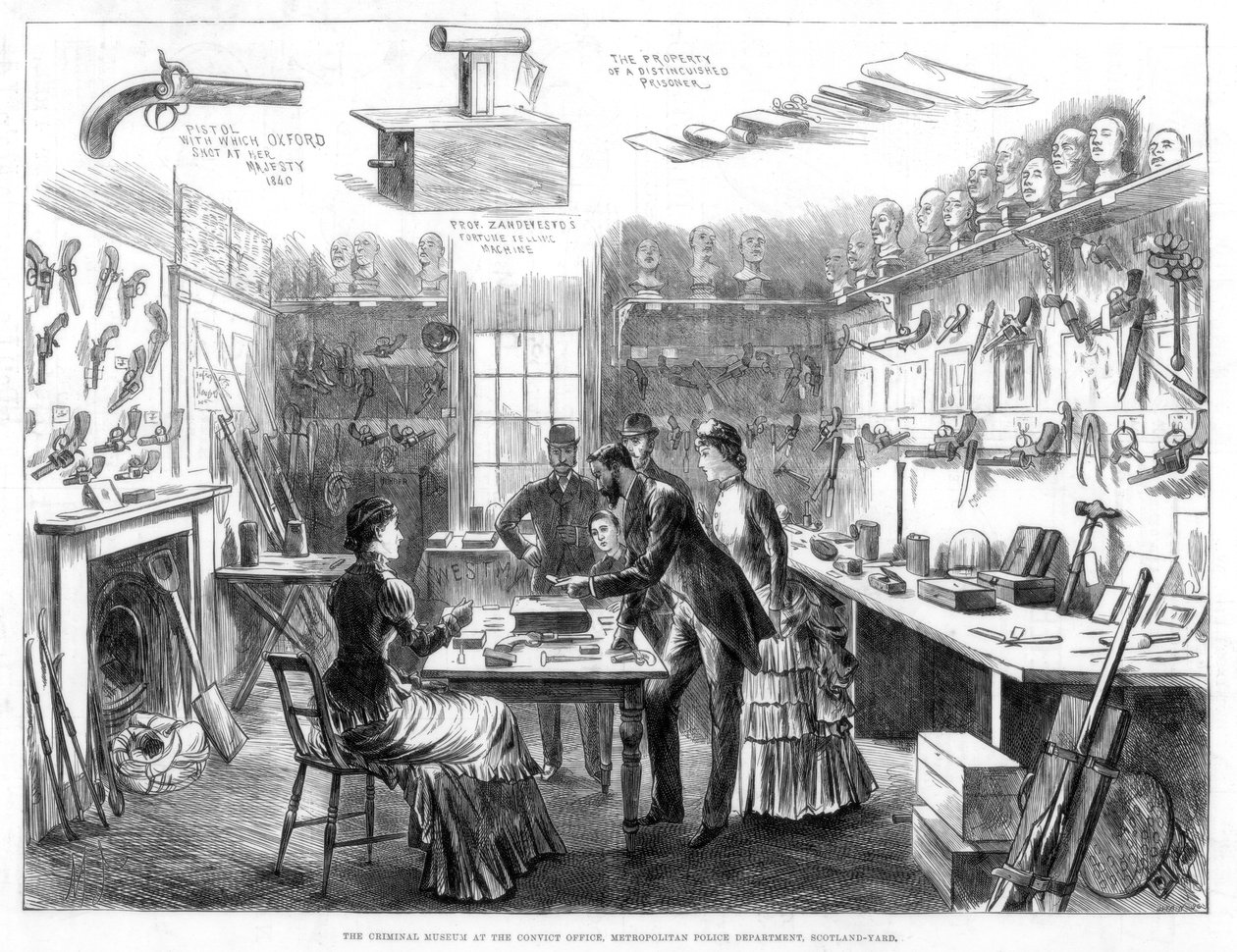 Mahkum Ofisindeki Suç Müzesi, Metropolitan Polis Departmanı, Londra, 1883. by Swain