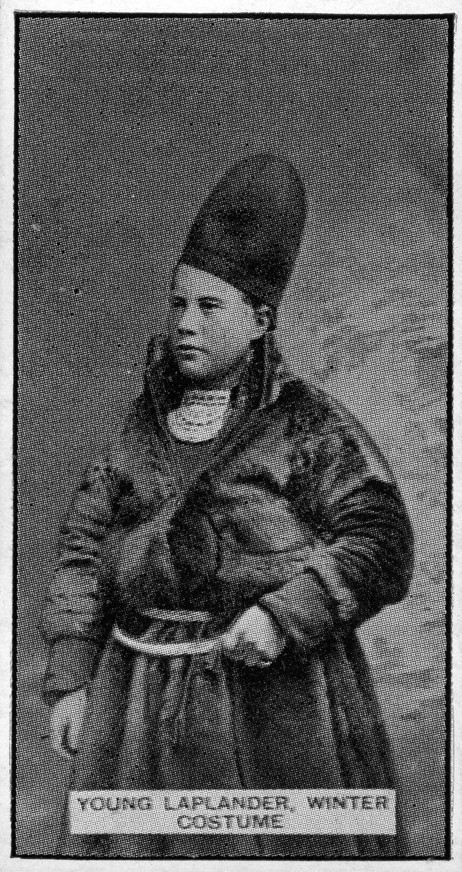 19. yüzyılın sonlarında bir fotoğraftan sonra kış kostümlü genç Laplander by Swedish Photographer