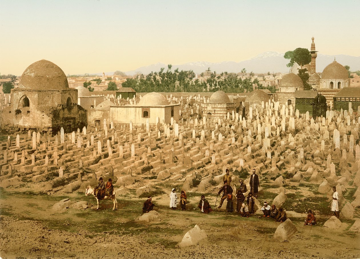 Meidan Mezarlığı, Şam, c.1880-1900 (fotokrom) by Swiss Photographer