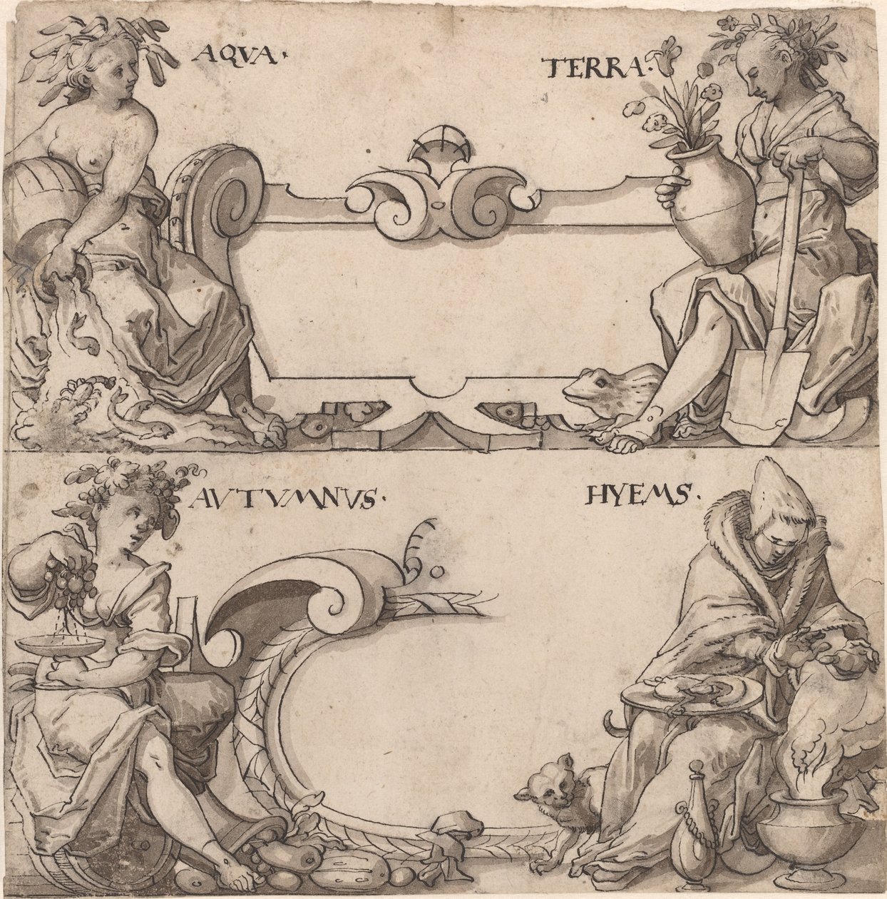 Su ve Toprak/Sonbahar ve Kış by Swiss 16th Century